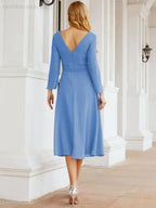 Bridesmaid Dress V-Back Waist Belt Mother of the Bride Wedding Guest SY28031 by numbersea