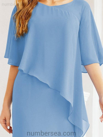 Sunnderly Formal Party Gown Dress Long Mother of The Bride Dresses with Ruffle Cape SY28026