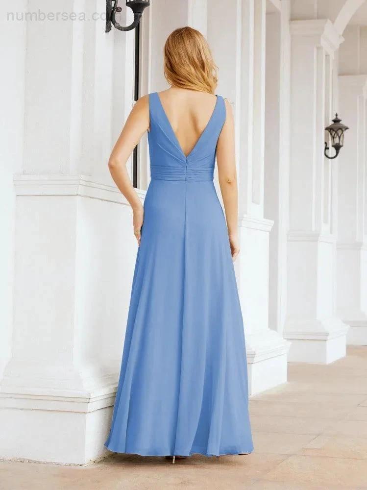 Numbersea Bridesmaid Dresses for Wedding Ruffles Long Formal Prom Gowns 28039 by numbersea