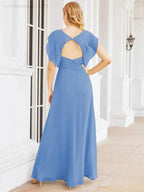 Sunnderly Bridesmaid Dresses Cape Formal Prom Dress Open Back Gowns for Mother of The Bride SY28058 by numbersea