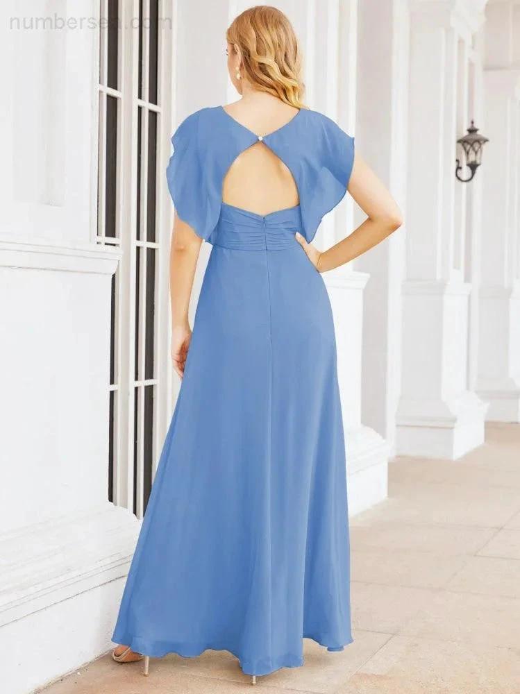 Sunnderly Bridesmaid Dresses Cape Formal Prom Dress Open Back Gowns for Mother of The Bride SY28058 by numbersea