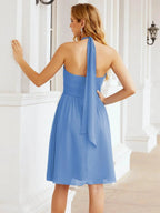Numbersea Halter Chiffon Bridesmaid Dresses Short Sleeveless Formal Party Dress Open Back 28023 by numbersea