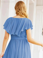 Bridesmaid Dresses with Flutter Sleeves Formal Evening Party Prom Gowns 28044 by numbersea