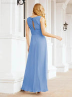 Formal Prom Gown Elegant V-Neck Sleeveless Bridesmaid Dresses for Wedding Party 28037 by numbersea