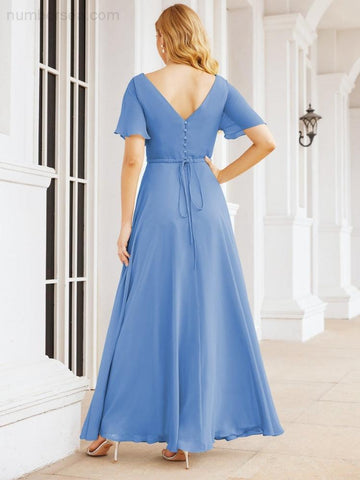 Numbersea Formal Prom Gowns for Mother of The Bride Short Sleeves Bridesmaid Dress 28049