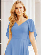 Numbersea Bridesmaid Dresses for Wedding Formal Evening Party Prom Gown with Cape 28050