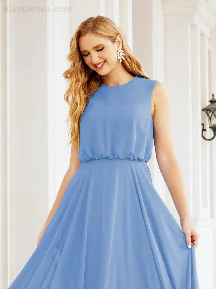 Numbersea Sleeveless Long Bridesmaid Dress A line Formal Evening Prom Gown 28025