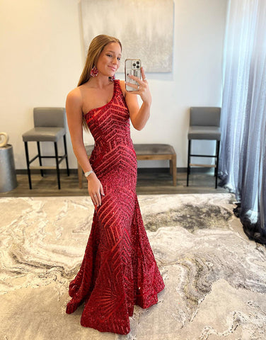 Yaretzi |Meerjungfrau Einzigartiges One-Shoulder-Ballkleid mit Pailletten