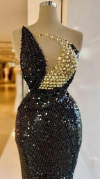 Glamorous Black Sequins Evening Dress Sexy Formal Gown Y731 by simplepromdress