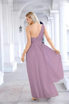 Ladies Chiffon One Shoulder Bridesmaid Evening Dress Wedding Party Evening Dress 28133 by numbersea