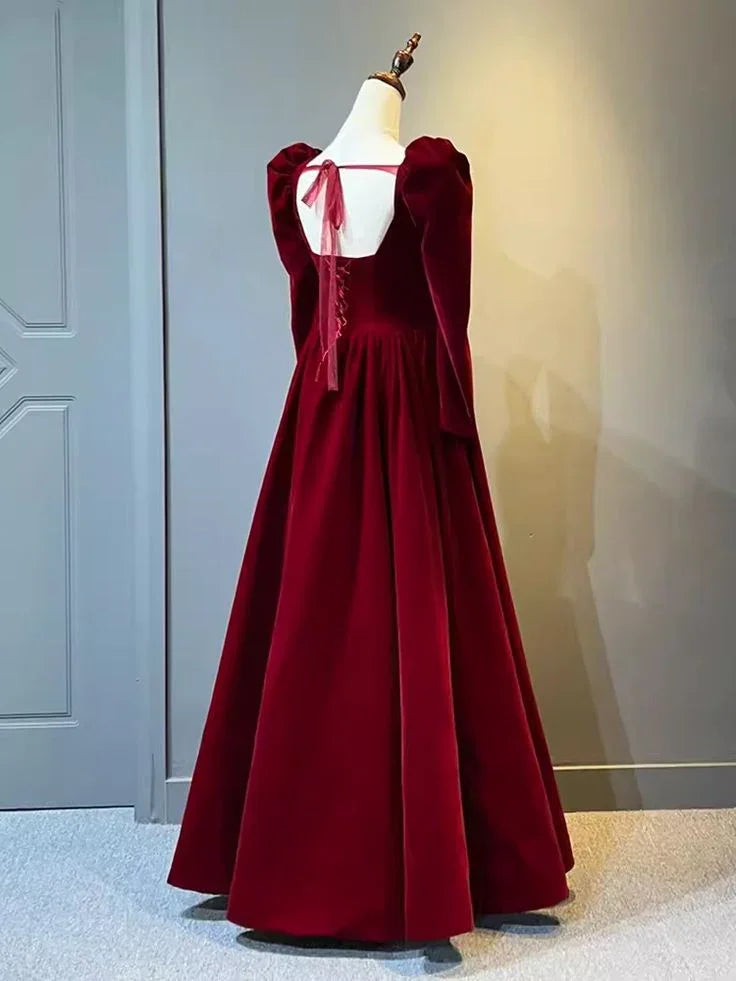 Beautiful A Line Red Velvet Prom Dress Sweatheart Party Dress Brithday Ball Gown Y7588 by simplepromdress