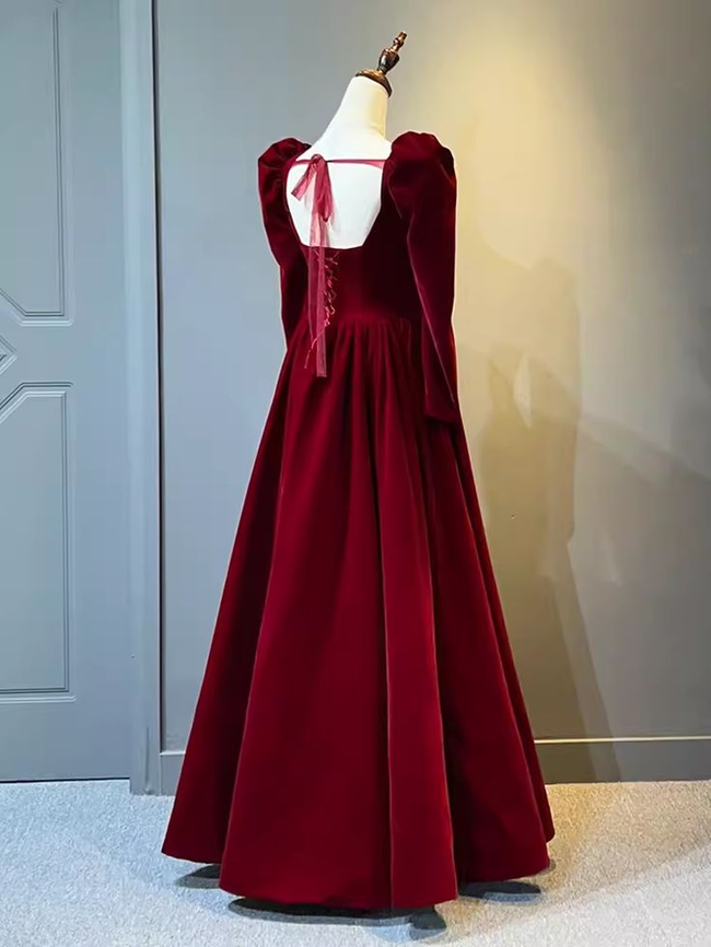 Beautiful A Line Red Velvet Prom Dress Sweatheart Party Dress Brithday Ball Gown Y7588 Main Image