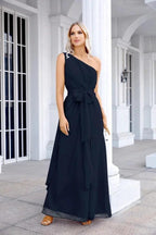Ladies Chiffon One Shoulder Bridesmaid Evening Dress Wedding Party Evening Dress 28133 by numbersea