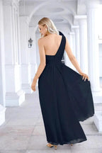 Ladies Chiffon One Shoulder Bridesmaid Evening Dress Wedding Party Evening Dress 28133 by numbersea