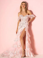 Kennedy | Sheath Off the Shoulder Long Prom Dress (Lace-up Back) by KissProm