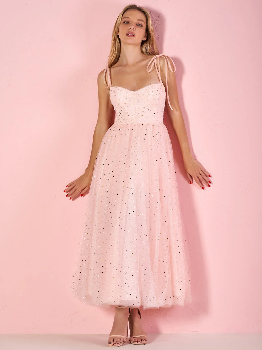 Sweetheart Neckline Starlit Cloar Maxi Length Tulle Prom Dress by Anne of Brittany