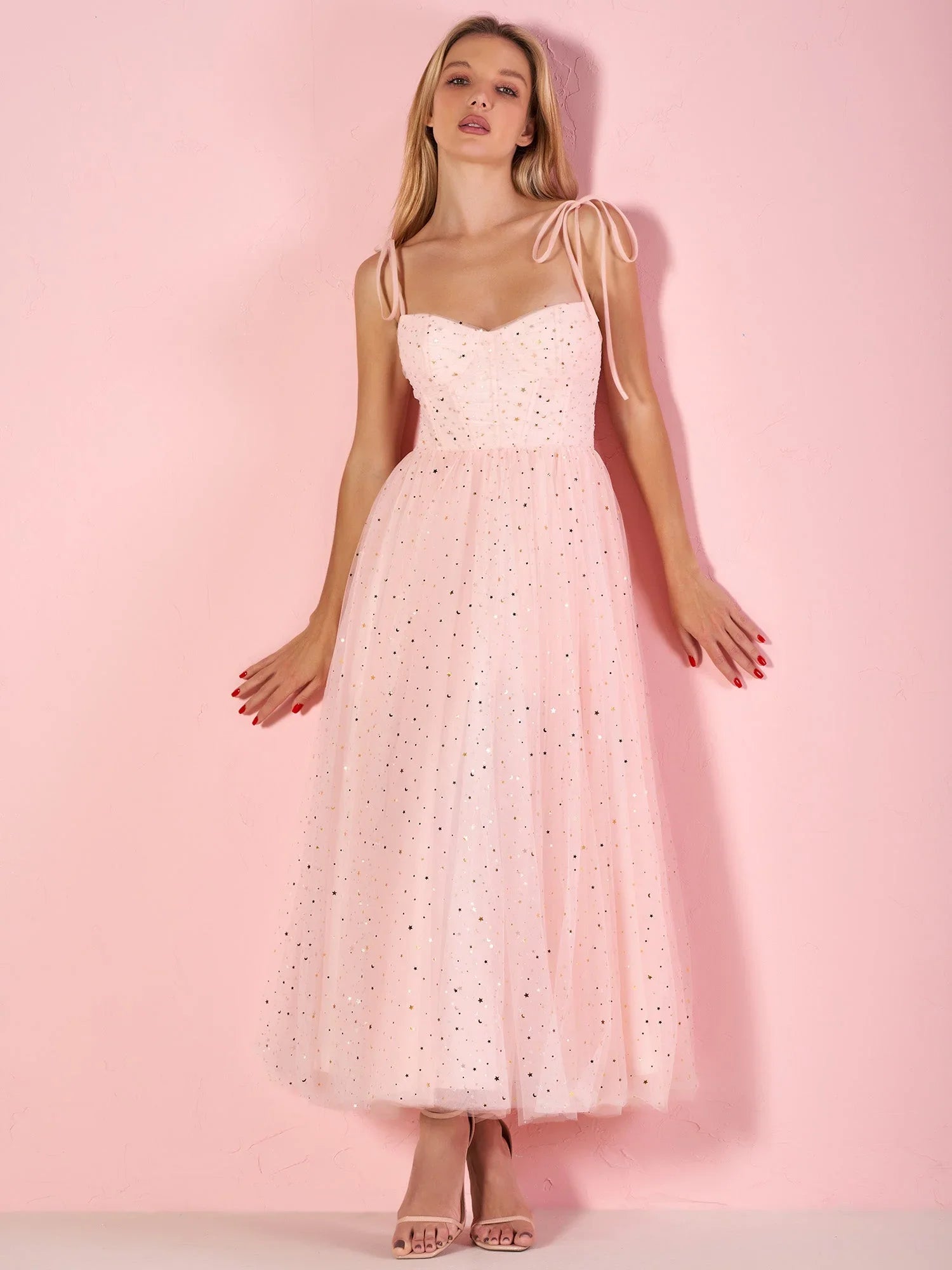 Sweetheart Neckline Starlit Cloar Maxi Length Tulle Prom Dress by Anne of Brittany