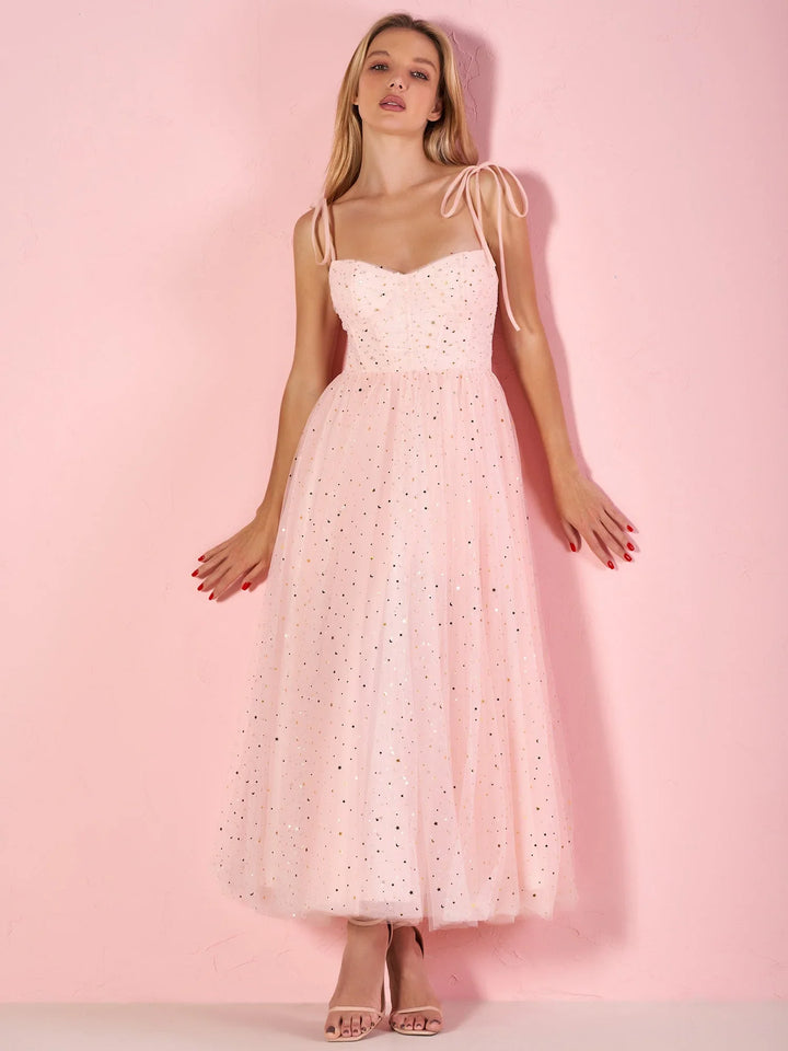 Sweetheart Neckline Starlit Cloar Maxi Length Tulle Prom Dress by Anne of Brittany