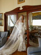 Vintage Ivory Lace Strapless Mermaid Wedding Dress SW189