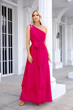 Ladies Chiffon One Shoulder Bridesmaid Evening Dress Wedding Party Evening Dress 28133 by numbersea