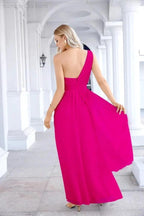 Ladies Chiffon One Shoulder Bridesmaid Evening Dress Wedding Party Evening Dress 28133 by numbersea