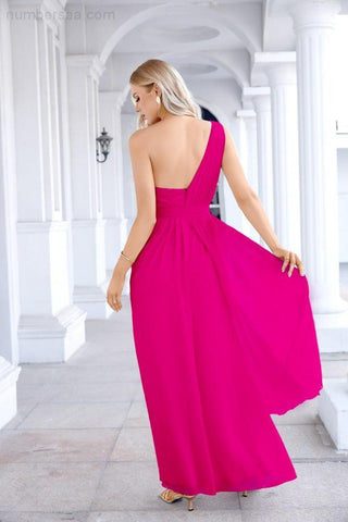 Ladies Chiffon One Shoulder Bridesmaid Evening Dress Wedding Party Evening Dress 28133