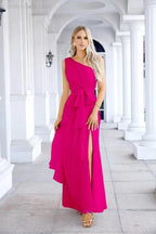 Ladies Chiffon One Shoulder Bridesmaid Evening Dress Wedding Party Evening Dress 28133 by numbersea
