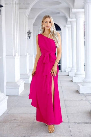 Ladies Chiffon One Shoulder Bridesmaid Evening Dress Wedding Party Evening Dress 28133