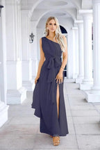 Ladies Chiffon One Shoulder Bridesmaid Evening Dress Wedding Party Evening Dress 28133 by numbersea