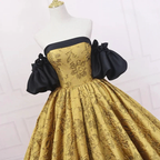 Fashion retro style slim golden bride dress vintage ball gown s04 by simplepromdress
