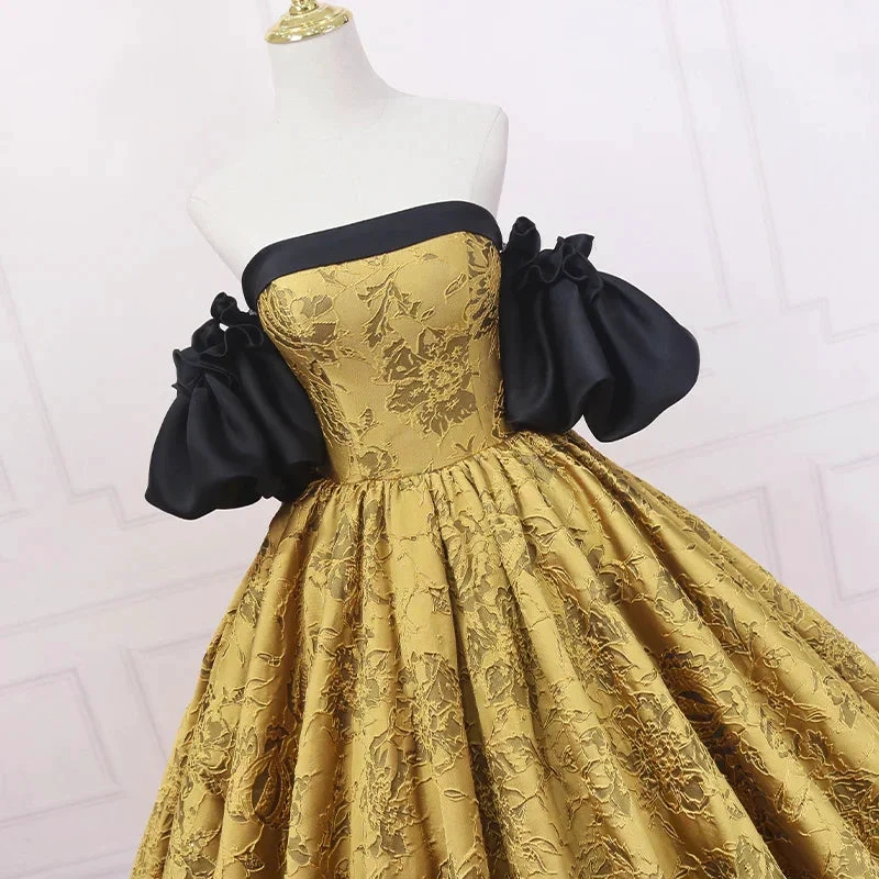 Fashion retro style slim golden bride dress vintage ball gown s04 by simplepromdress