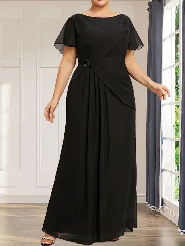 A-line Scoop Illusion Tea-Length Chiffon Lace Mother of the Bride Dress With Beading Sequins by Dreamylily