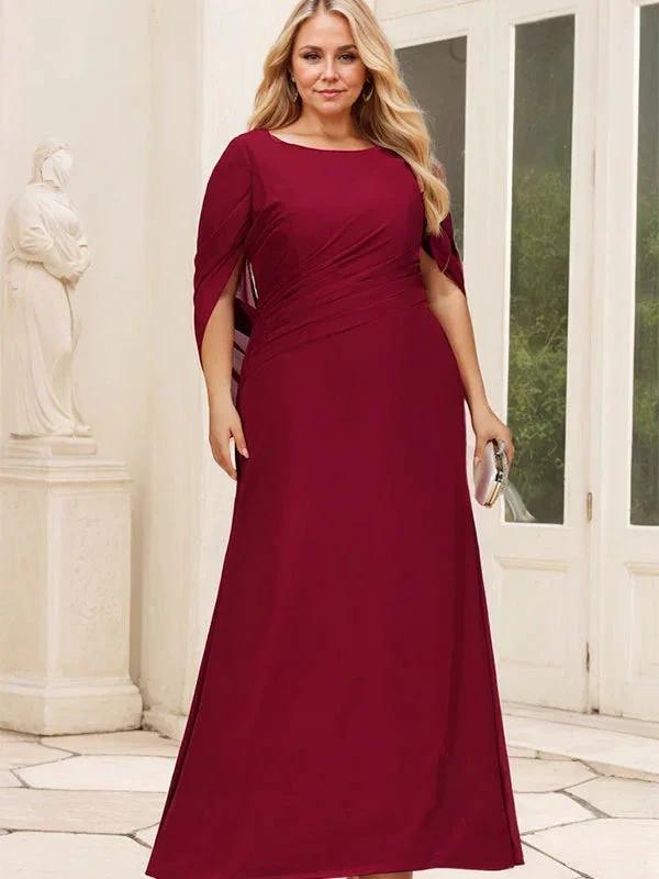 Trumpet/Mermaid Boat Neck Floor-Length Chiffon Mother of the Bride Dress With Pleated by Dreamylily