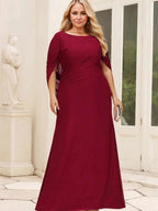 Trumpet/Mermaid Boat Neck Floor-Length Chiffon Mother of the Bride Dress With Pleated by Dreamylily