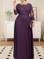 A-line Scoop Floor-Length Lace Chiffon Mother of the Bride Dress With Sequins by Dreamylily