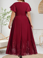 A-Linie U-Ausschnitt Knöchellang Spitzen-Chiffon-Kleid für die Brautmutter mit Pailletten