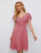 Numbersea U Back Homecoming Dress Formal Prom Dress Knee Length Short Sleeves Cocktail Party Dress 28077 by numbersea