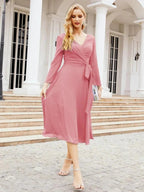 Bridesmaid Dress V-Back Waist Belt Mother of the Bride Wedding Guest SY28031 by numbersea