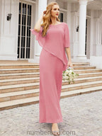Sunnderly Formal Party Gown Dress Long Mother of The Bride Dresses with Ruffle Cape SY28026 by numbersea