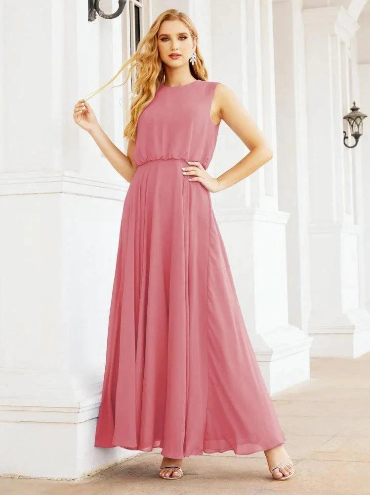 Numbersea Sleeveless Long Bridesmaid Dress A line Formal Evening Prom Gown 28025