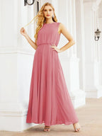 Numbersea Sleeveless Long Bridesmaid Dress A line Formal Evening Prom Gown 28025
