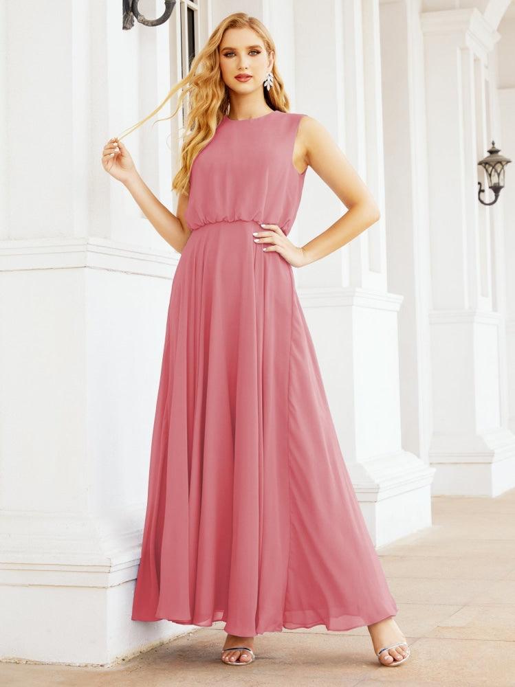 Numbersea Sleeveless Long Bridesmaid Dress A line Formal Evening Prom Gown 28025