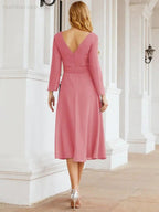 Bridesmaid Dress V-Back Waist Belt Mother of the Bride Wedding Guest SY28031 by numbersea
