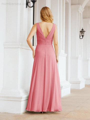 Numbersea Bridesmaid Dresses for Wedding Ruffles Long Formal Prom Gowns 28039