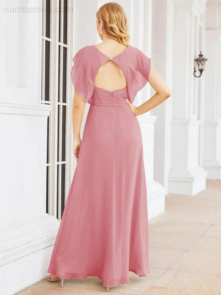 Sunnderly Bridesmaid Dresses Cape Formal Prom Dress Open Back Gowns for Mother of The Bride SY28058 by numbersea