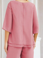 Sunnderly Elegant 2 Piece Mother of The Bride Dress Plus Size Pant Suits Ruffle Layers Sliver Housecoat SY28064 by numbersea