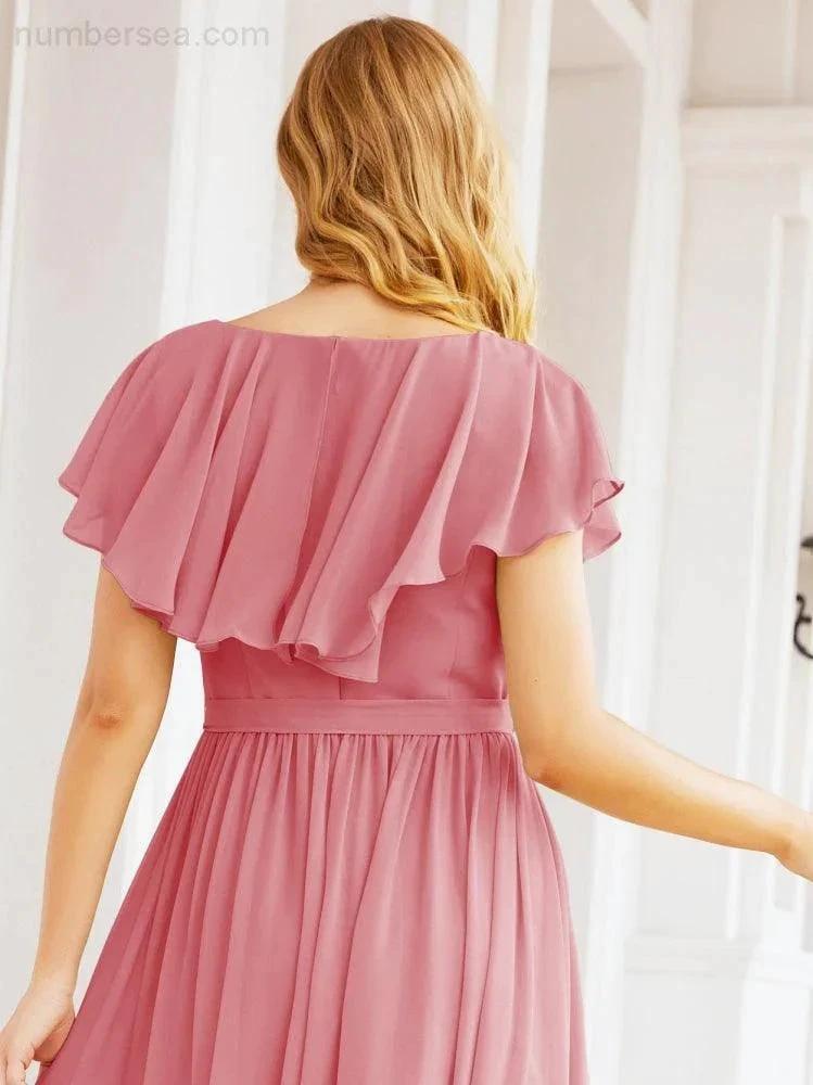 Bridesmaid Dresses with Flutter Sleeves Formal Evening Party Prom Gowns 28044 by numbersea