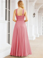 Numbersea Abiti da damigella incrociati con collo all'americana per festa, matrimonio, sera, ballo di fine anno, abiti lunghi da ballo 28053