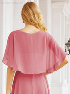 Numbersea Bridesmaid Dresses for Wedding Formal Evening Party Prom Gown with Cape 28050