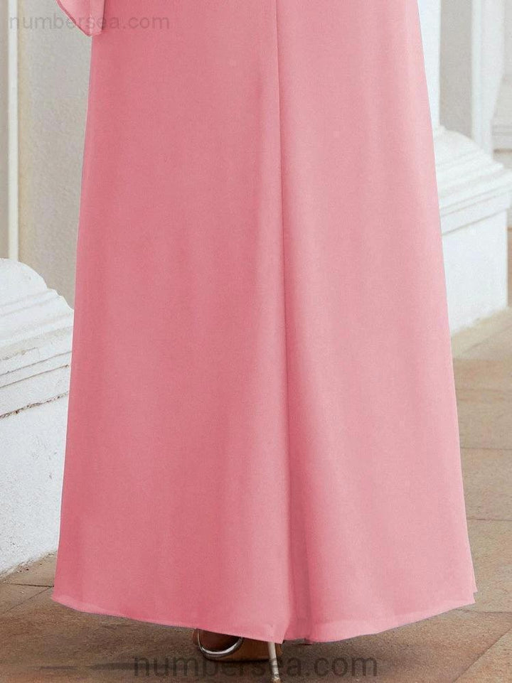 Sunnderly Formal Party Gown Dress Long Mother of The Bride Dresses with Ruffle Cape SY28026 by numbersea